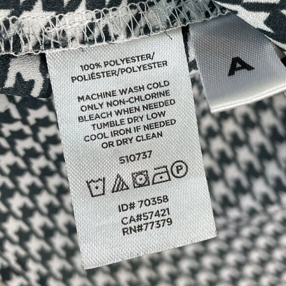 Ann Taylor Womens Large Green Houndstooth Button Up Blouse Long Sleeve Shirt - Picture 4 of 9